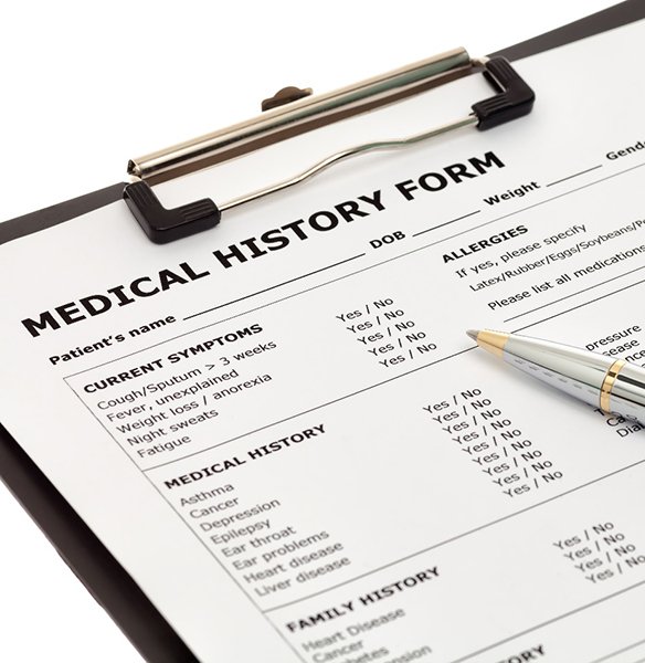 Medical history form for sleep apnea diagnosis