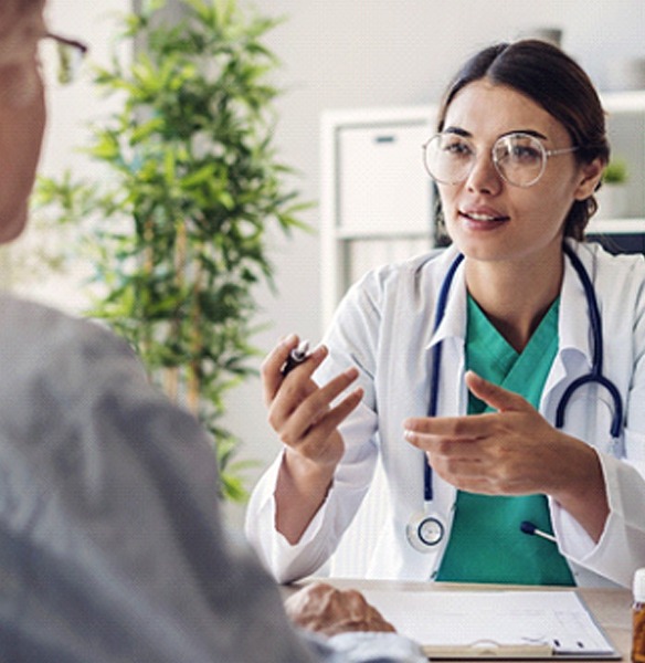 Doctor and patient discussing central sleep apnea symptoms