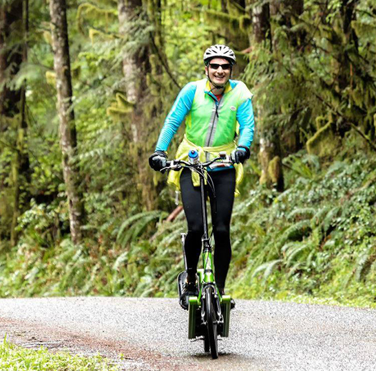 Doctor Paskalev riding a bike