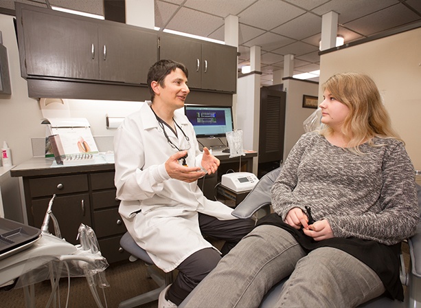 Doctor Paskalev talking to a sleep apnea patient